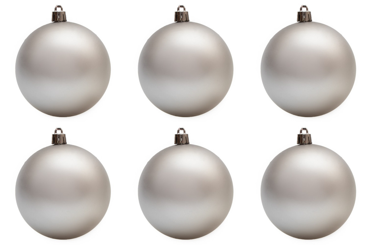 Набір ялинкових іграшок - кулі, 6 шт, D8 см, сріблястий, матовий, пластик (250287), фото 1