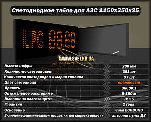 Світлодіодне табло для АЗС 1150х350х25