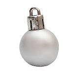 Набір ялинкових іграшок - міні-кулі, 16 шт, D2,5 см, сріблястий, матовий, пластик (890537), фото 2