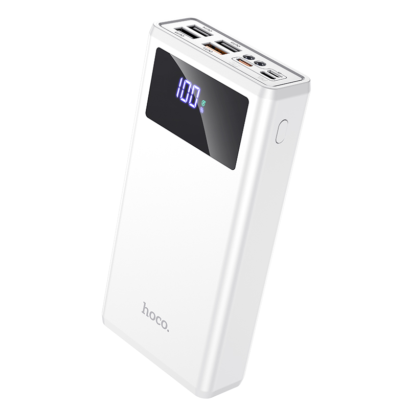 PowerBank з ліхтариком HOCO J78 30000mAh |4USB/Type-C/Lightning, PD/QC, 20W, 5A| Білий