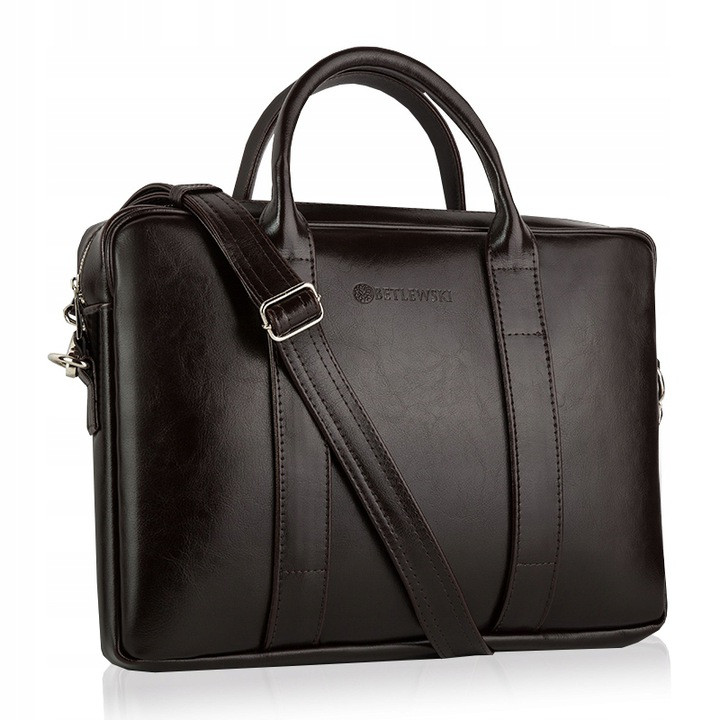 Чоловіча шкіряна сумка-портфель Betlewski 39 х 28 х 6 (BTM-01) - коричнева