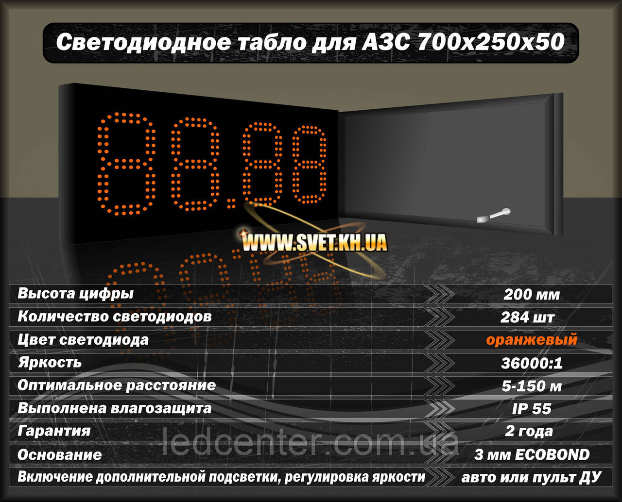 Світлодіодне табло для АЗС 700x250x50