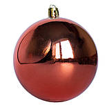 Набір ялинкових іграшок - кулі, 6 шт, D8 см, теракота, глянець, пластик (891046), фото 2