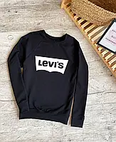 Свитшот Levis чёрный Мужской трикотажный принт Ливайс,Толстовка Левис, Кофта реглан Левис Хлопок, ТОП Качество