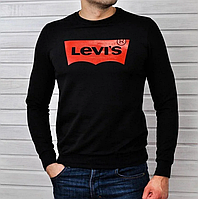 Свитшот Levis чёрный Мужской трикотажный принт Ливайс,Толстовка Левис, Кофта реглан Левис Хлопок, ТОП Качество