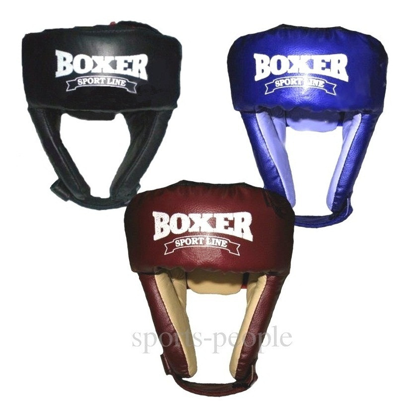 Шолом боксерський (для боксу) BOXER, зверху шнурівка, вініл, різн. кольору, L