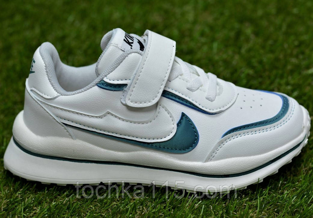 Модні дитячі кросівки для дівчинки аналог Nike білий зелений р37