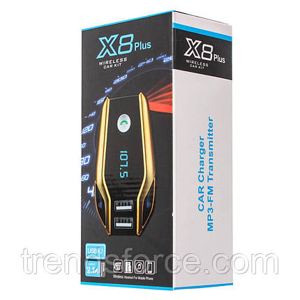 FM-модулятор фм трансмітер bluetooth у машину з Usb X8 Plus чорний 154744, фото 2