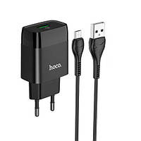 Мережевий Зарядний Пристрій Hoco C72Q (QC3.0) 1USB/3.0A + MicroUSB (Чорний)