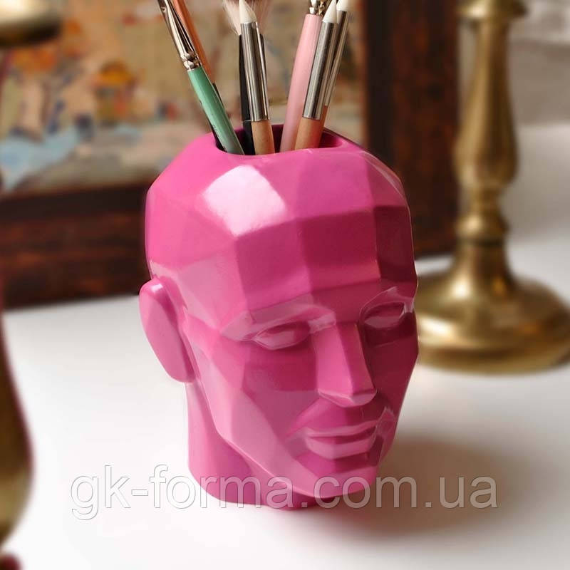 Голова людини, підставка-органайзер. Скульптура для декору, статуетка з гіпсу