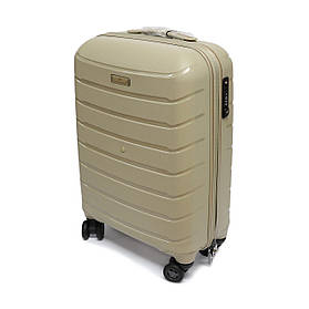 Ударостійка і надійна валіза з поліпропіену для ручної поклажі Airtex Jupiter бежева
