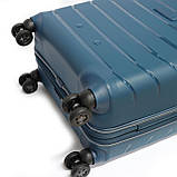 Мала колісна протиударна пластикова валіза 55х37х20см Snowball Robust 61303 синя, фото 5