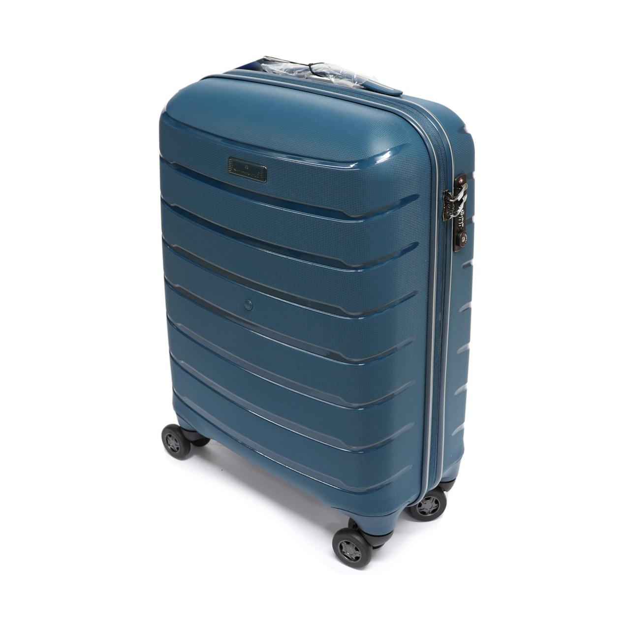 Ударостійка і надійна валіза з поліпропіену для ручної поклажі Airtex Jupiter синя