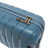 Ударостійка і надійна валіза з поліпропіену для ручної поклажі Airtex Jupiter синя, фото 3
