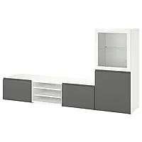 IKEA BESTÅ Комбинированный телевизор / стеклянные двери, белый / Вестервикен серый (794.217.24)