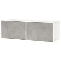 IKEA BESTÅ Шкаф с дверцами, белый / Каллвикен светло-серый (194.262.01)