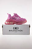 Жіночі кросівки Balenciaga Triple S Clear Sole Pink, рожеві шкіряні кросівки баленсіага тріпл с баленсіяга, фото 2