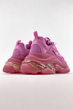 Жіночі кросівки Balenciaga Triple S Clear Sole Pink, рожеві шкіряні кросівки баленсіага тріпл с баленсіяга, фото 6