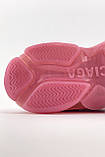 Жіночі кросівки Balenciaga Triple S Clear Sole Pink, рожеві шкіряні кросівки баленсіага тріпл с баленсіяга, фото 9