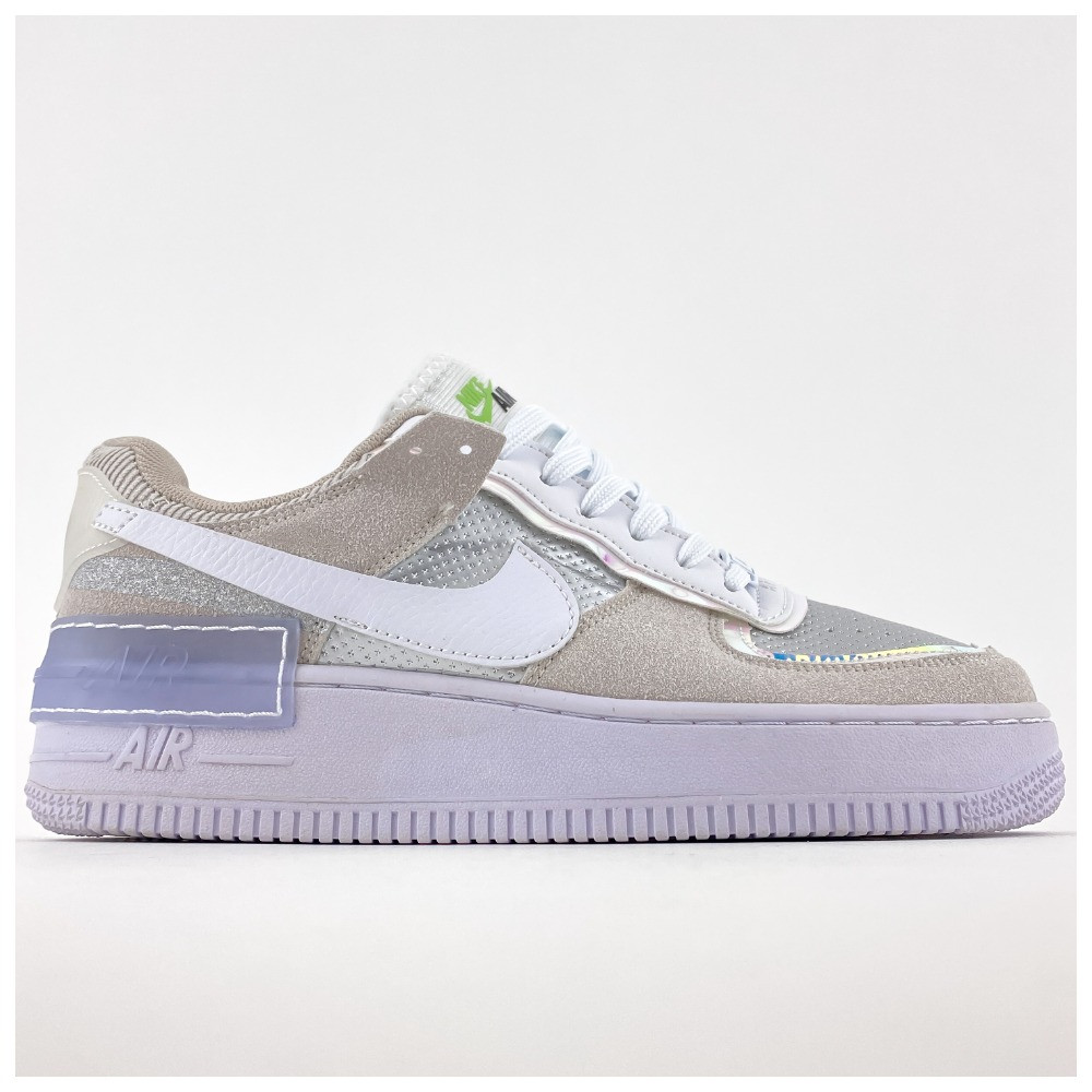 Жіночі кросівки Nike Air Force 1 Shadow Low Pure Platinum, замшеві кросівки найк аір форс 1 шадоу аїр 07 шкіряні, фото 1