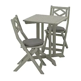 IKEA BONDHOLMEN Стіл + 2 складних стільця, садовий, сіра морилка / Frösön / Duvholmen темно-сірий (094.129.40)