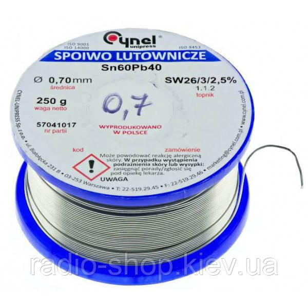 Припой Cynel Sn60Pb40 0.70mm (250g)