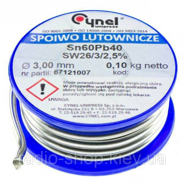 Припій Cynel Sn60Pb40 3 mm (100g)