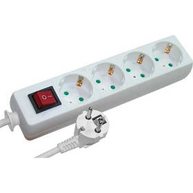Подовжувач мережевий 4 гнізда 3 м із вимикачем і заземленням