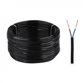 Кабель силовий ШВВП 2х0,75мм2 CU (гнучкий багатожильний плоский), чорний, 100 м