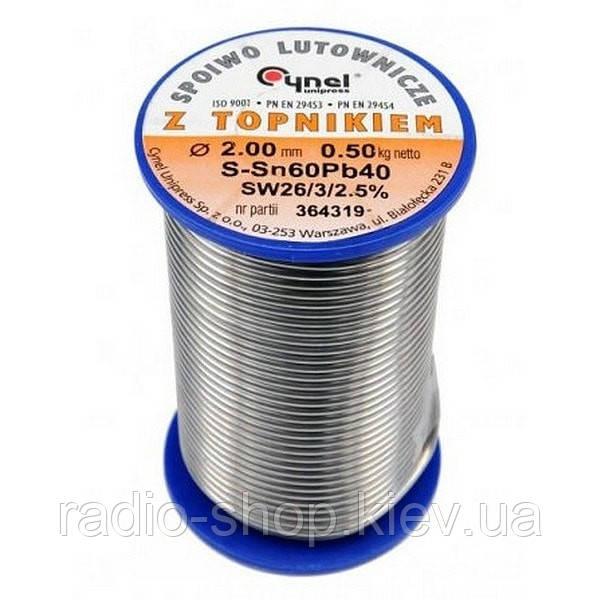Припій Cynel Sn60Pb40 2 mm (500 g), фото 1