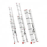 Драбина з алюмінію, 3-секційна універсальна розкладна, 3*6 захід., 3,4 м INTERTOOL LT-0306, фото 3