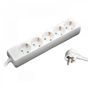 Подовжувач мережевий 5 гнізд 1.5 м із заземленням типу SCHUKO