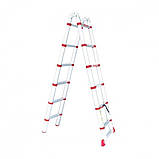 Драбина з алюмінію, універсальна, розкладна, телескопічна 12 сход., 3,85 м INTERTOOL LT-3039, фото 2
