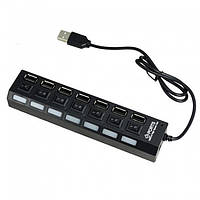 USB Hub хаб 7 портов с выключателями юсб хаб черный с переключателями