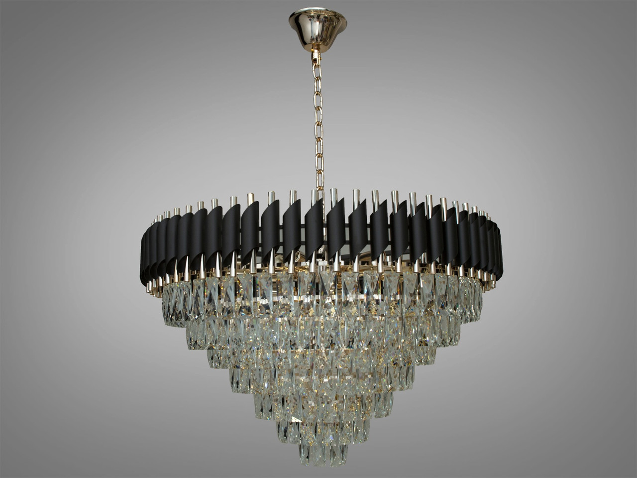 Сучасна кришталева люстра 201202/800BK+S-gold, фото 1