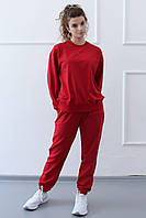 Женский свободный бордовый спортивный костюм демисезонный свитшот и штаны Ballet Grace Красный XS-S и M-L