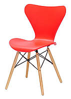 Стілець Max (Макс) червоний 05 на букових ногах, дизайн сидіння Arne Jacobsen Series 7 chair