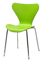 Стул Max Metal-2-CH зеленый 41 на хромированных ногах штабелируемый, дизайн Arne Jacobsen Series 7 chair