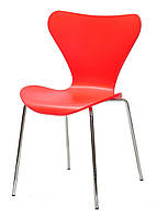 Стул Max Metal-2-CH красный 05 на хромированных ногах штабелируемый, дизайн Arne Jacobsen Series 7 chair