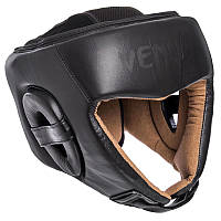 Боксерский шлем открытый с усиленной защитой макушки кожаный черный VENUM BO-6629: Gsport