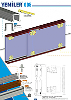 Cистема шкафа-купе для раздвижных дверей с врезными направляющими (вес до 30кг) напр. 3м