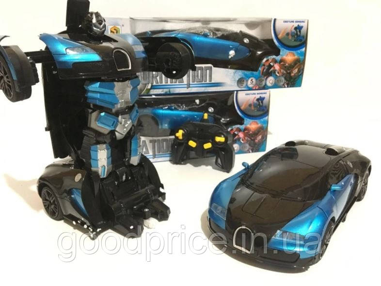 Машинка Трансформер Bugatti Car Robot Size 12 СИНЯ Bugatti Veyron