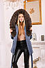 Джинсове жіноче пальто з хутряним капюшоном, фото 5