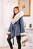 Жіноче пальто з хутряними манжетами та капюшоном, фото 3