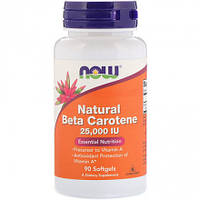Натуральний бета-каротин NOW Foods Natural Beta Carotene провітамін вітаміну А 90 капсул: