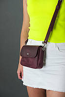 Женская кожаная сумка Макарун, натуральная Винтажная кожа, цвет Бордо