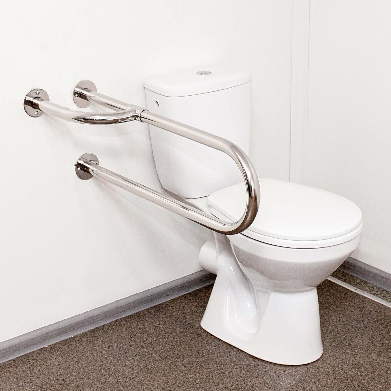 Настенный поручень для туалета, с дополнительной ножкой (универсальный ...