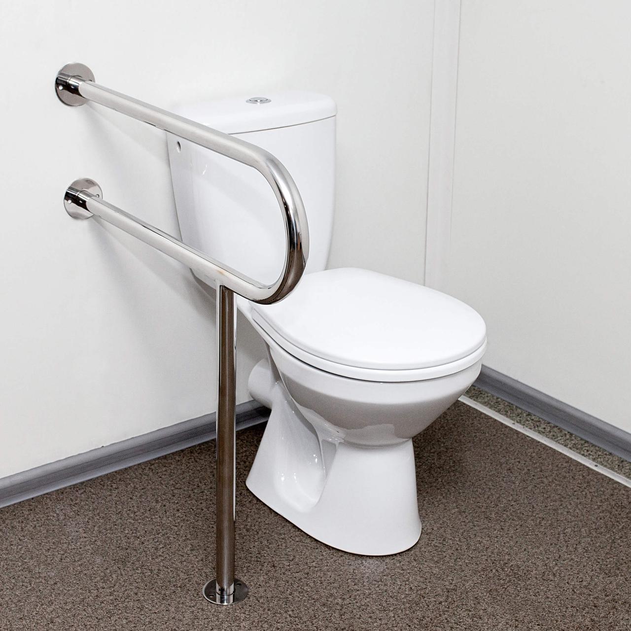 Поручні для інвалідів у туалет стіна — підлога, ручка — 32 мм, неіржавка сталь., фото 1