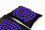 Масажний килимок Аплікатор Кузнєцова + масажна подушка масажер для шиї OSPORT Lotus Mat Eco (apl-020) Чорно-фіолетовий, фото 2