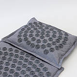 Масажний килимок Аплікатор Кузнєцова + масажна подушка масажер для шиї OSPORT Lotus Mat Eco (apl-020) Сіро-сірий, фото 2